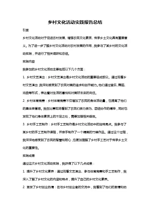 乡村文化活动实践报告总结