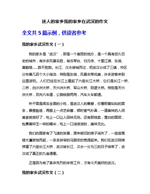 迷人的家乡我的家乡在武汉的作文