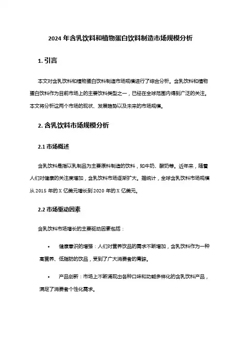 2024年含乳饮料和植物蛋白饮料制造市场规模分析