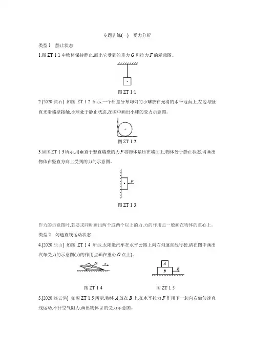 人教版物理八年级下册同步巩固练习专题训练(1--2) 受力分析力和运动的关系