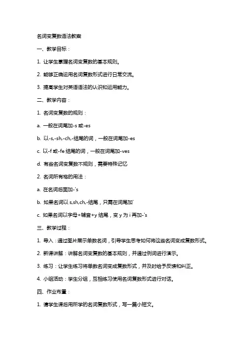 名词变复数语法教案