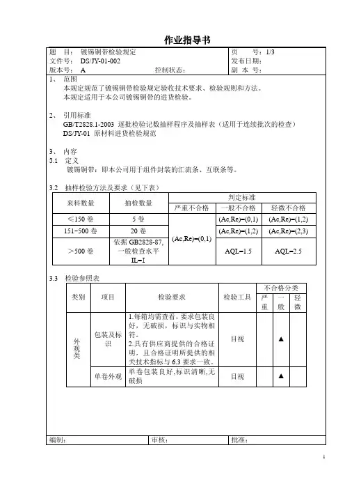 2.镀锡铜带检验规定