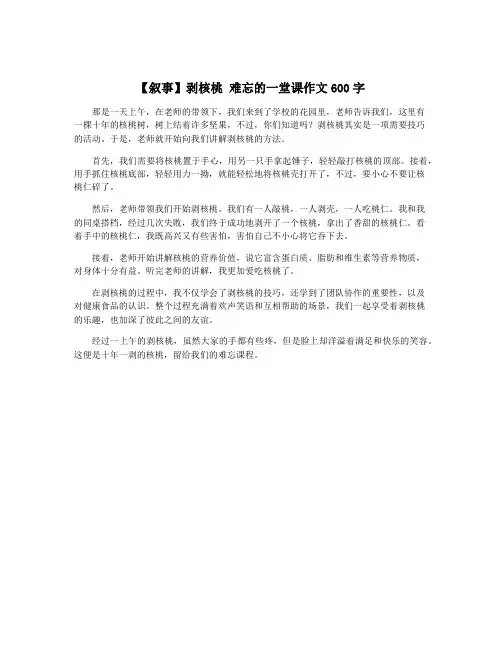 【叙事】剥核桃 难忘的一堂课作文600字