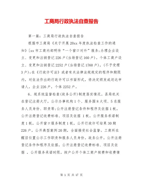 工商局行政执法自查报告