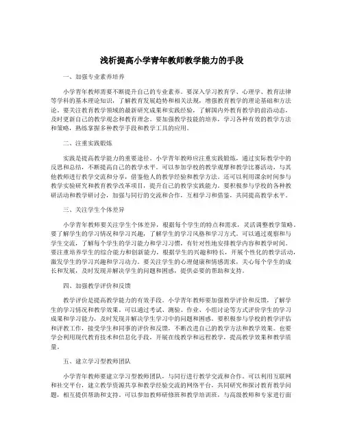 浅析提高小学青年教师教学能力的手段