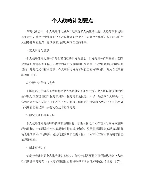 个人战略计划要点