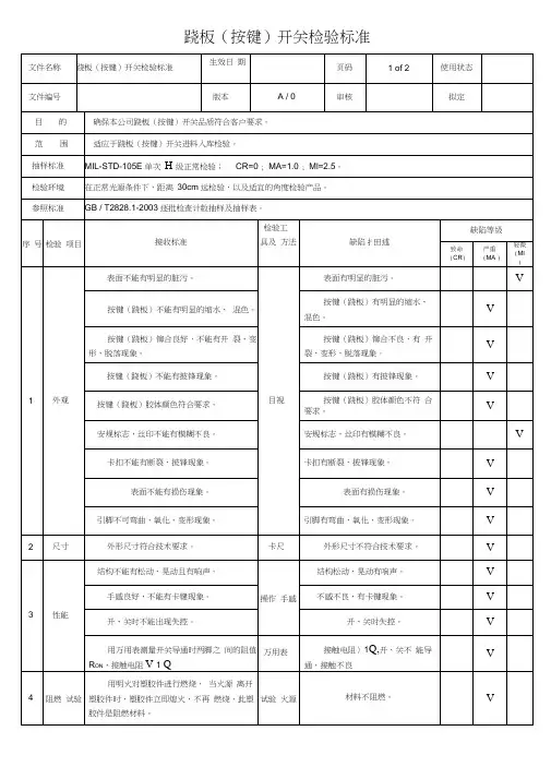 跷板开关检验标准
