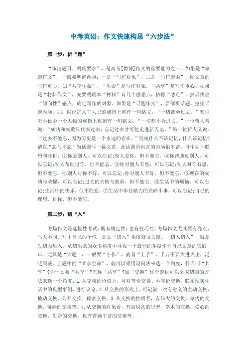 中考英语：作文快速构思“六步法”