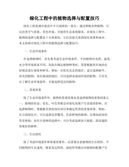 绿化工程中的植物选择与配置技巧