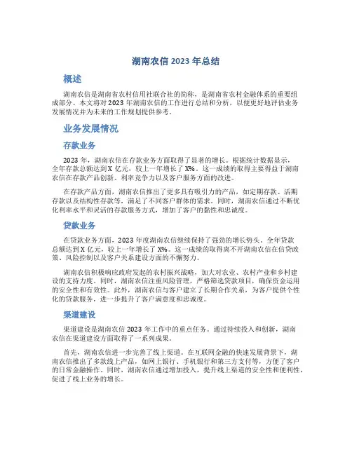 湖南农信2023年总结