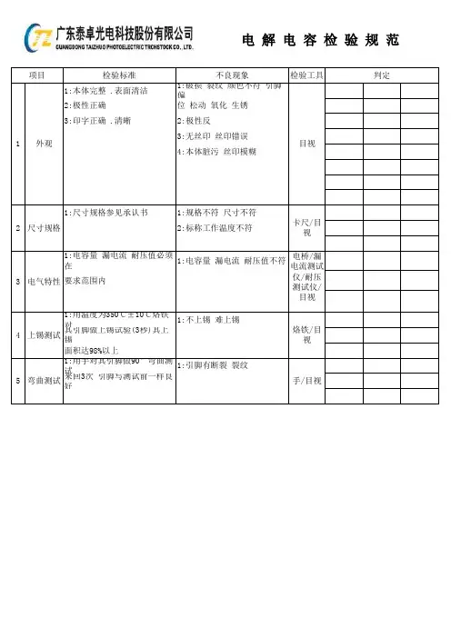 电解电容检验标准