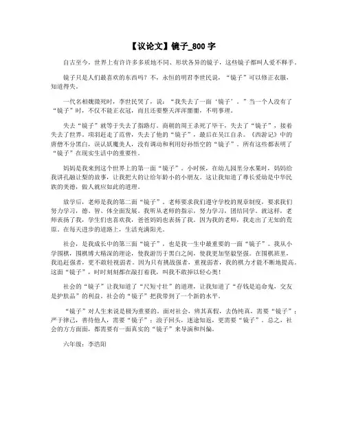 【议论文】镜子_800字