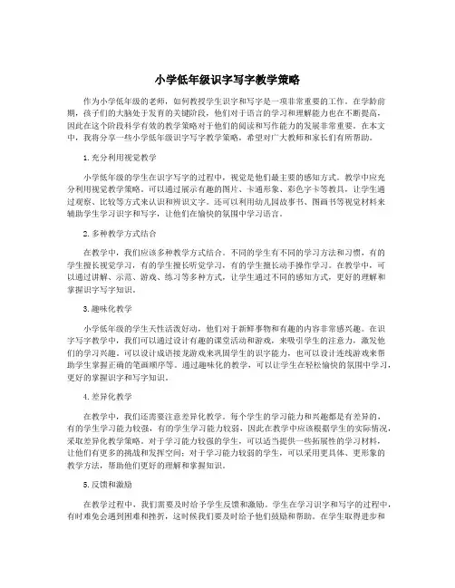 小学低年级识字写字教学策略