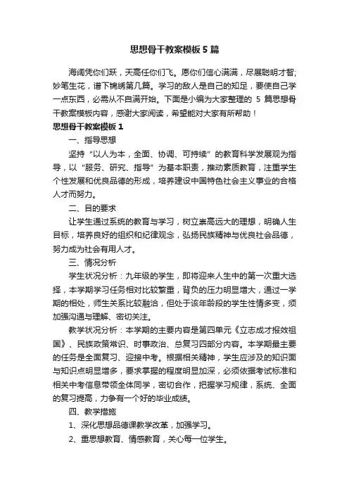 思想骨干教案模板5篇