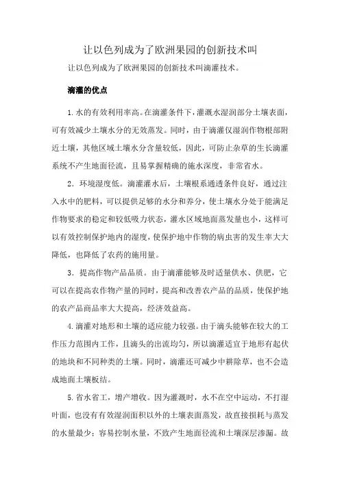 让以色列成为了欧洲果园的创新技术叫
