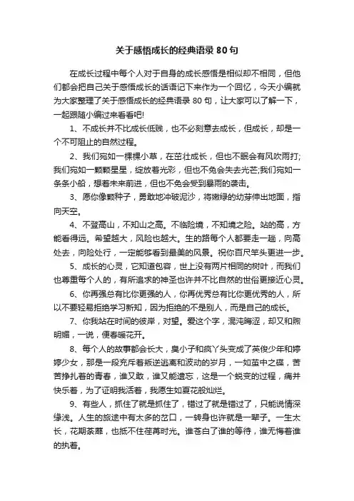 关于感悟成长的经典语录80句