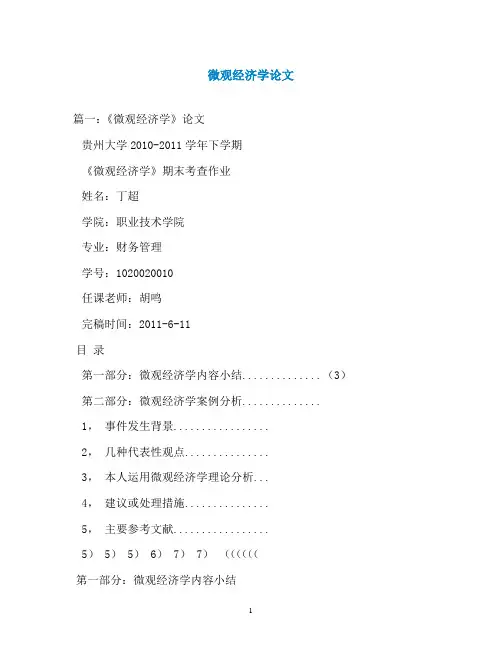 微观经济学论文
