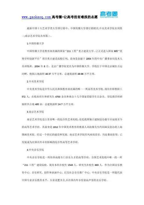 中国十大艺术学类大学盘点