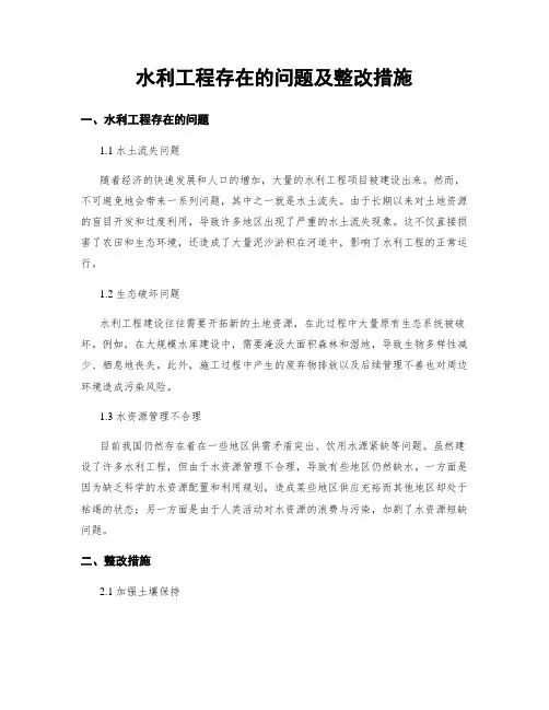 水利工程存在的问题及整改措施