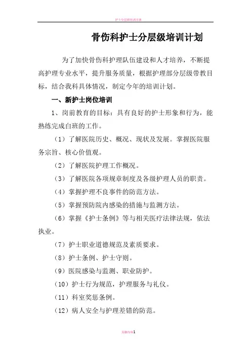 护士分层级培训计划66782