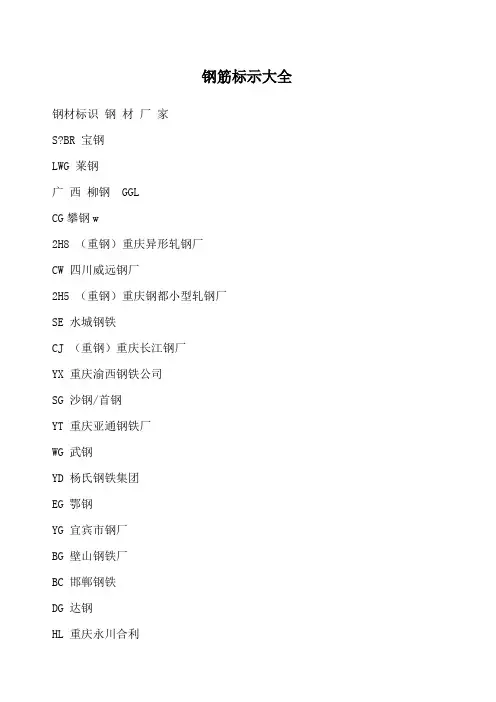 钢筋厂标示大全