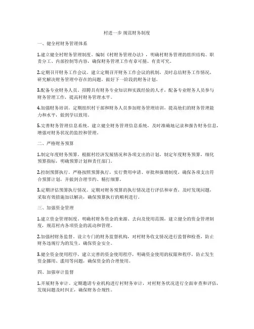 村进一步 规范财务制度