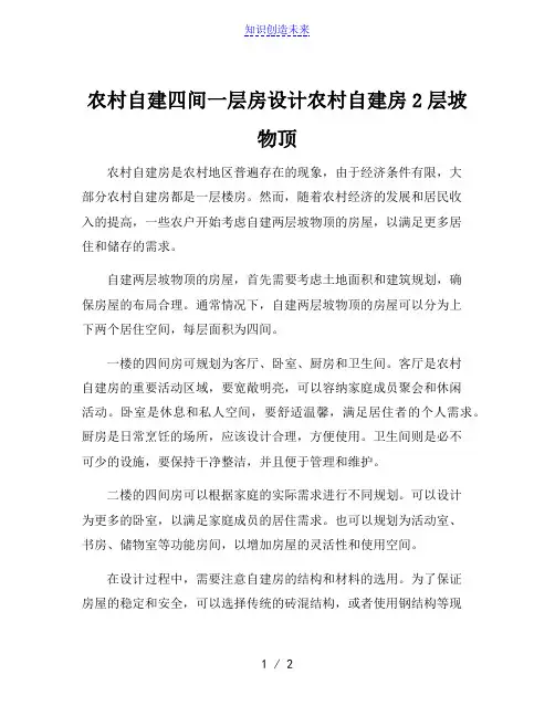 农村自建四间一层房设计农村自建房2层坡物顶