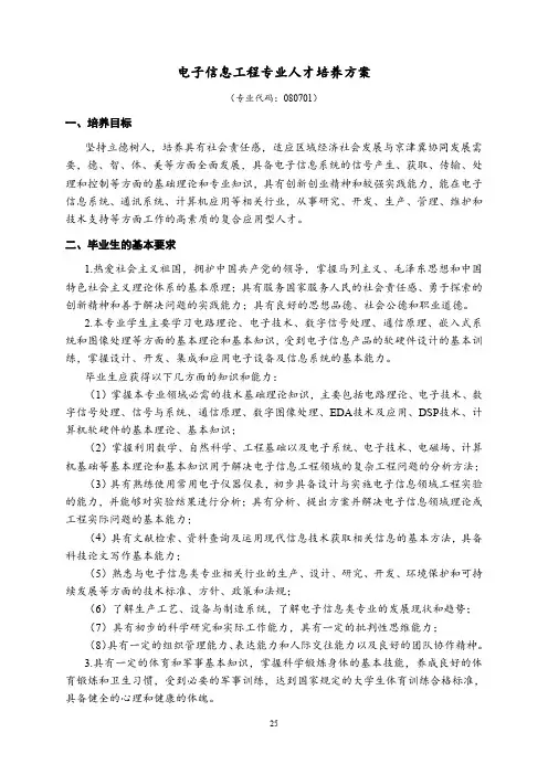 电子信息工程专业人才培养方案