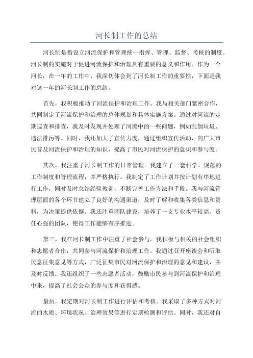 河长制工作的总结