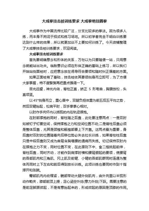 大成拳技击桩训练要求大成拳绝技圈拳