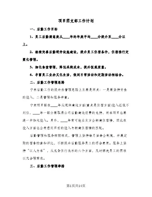项目团支部工作计划(五篇)