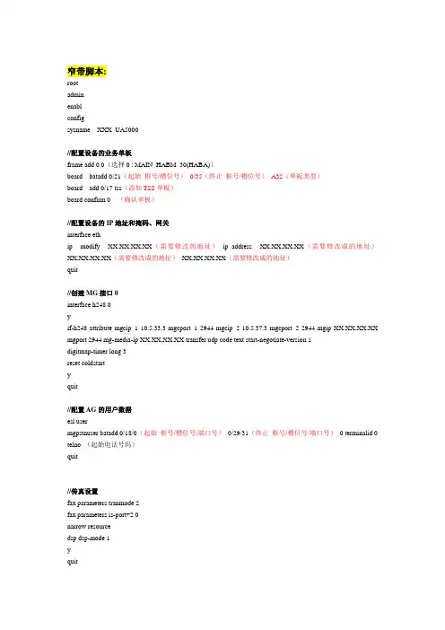 UA5000设备PVMD、IPMD配置说明