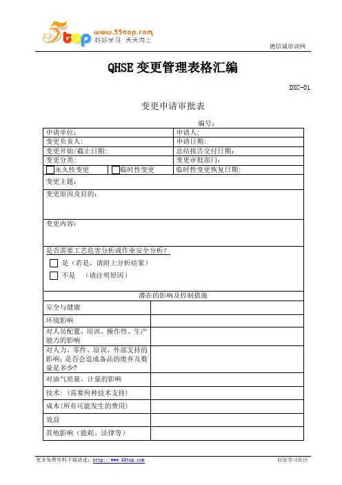 QHSE变更管理表格汇编