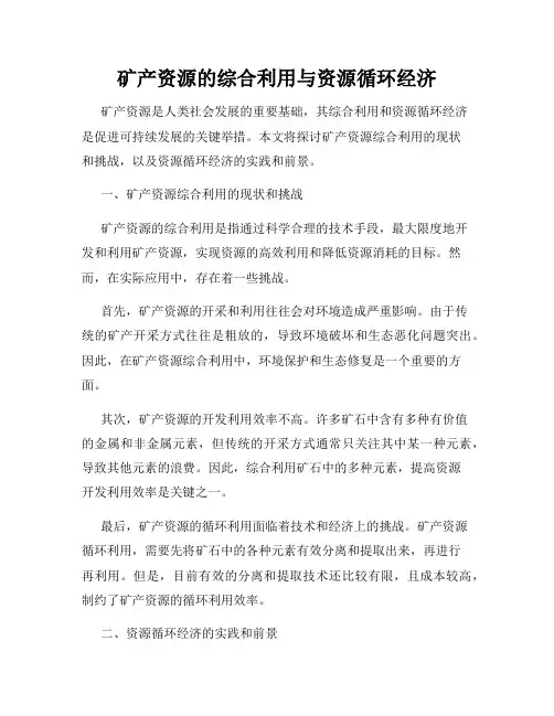 矿产资源的综合利用与资源循环经济