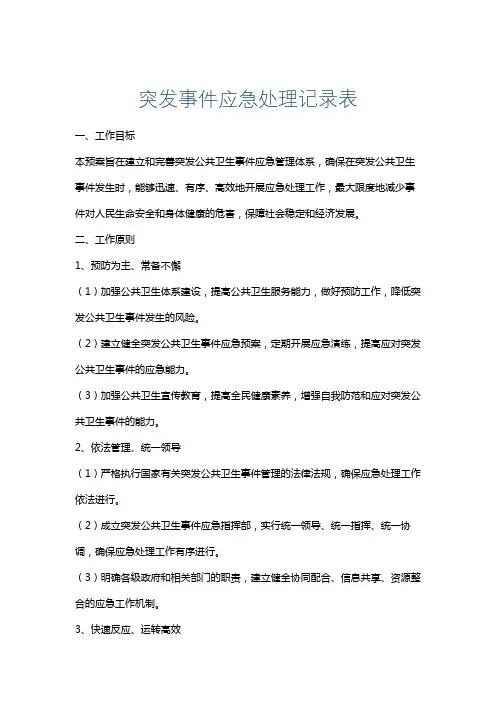 突发事件应急处理记录表