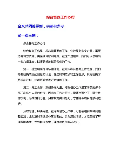 综合督办工作心得