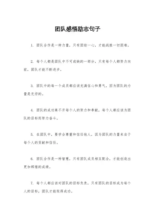 团队感悟励志句子