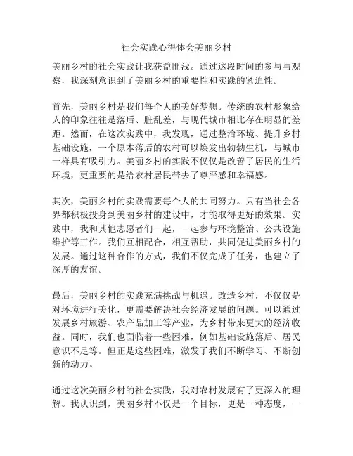 社会实践心得体会美丽乡村