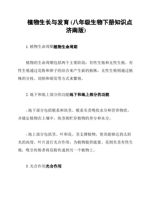 植物生长与发育 (八年级生物下册知识点济南版)