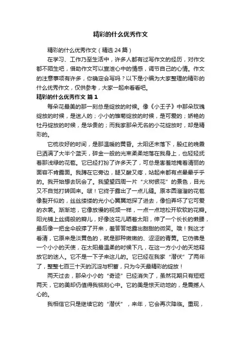 精彩的什么优秀作文（精选24篇）