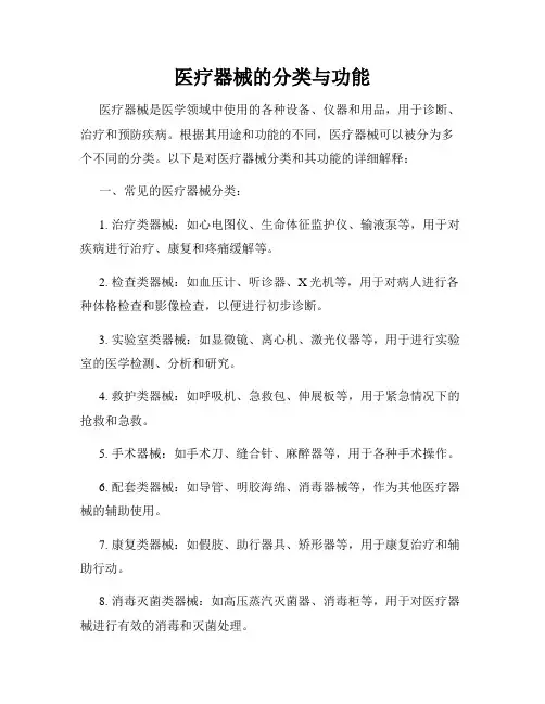 医疗器械的分类与功能