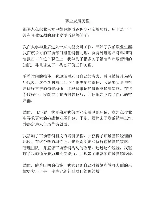 职业发展历程