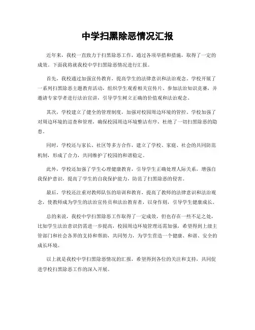 中学扫黑除恶情况汇报
