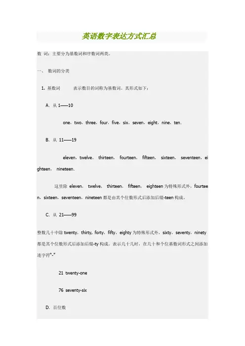 英语数字表达方式汇总