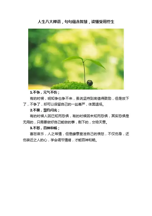 人生八大禅语，句句蕴含智慧，读懂受用终生