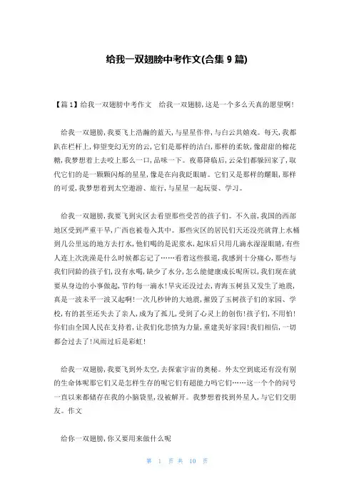 给我一双翅膀中考作文(合集9篇)