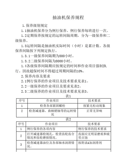 抽油机保养规程