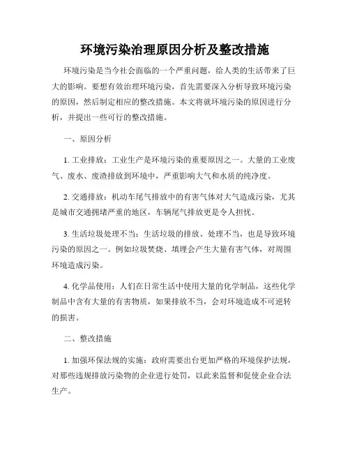 环境污染治理原因分析及整改措施