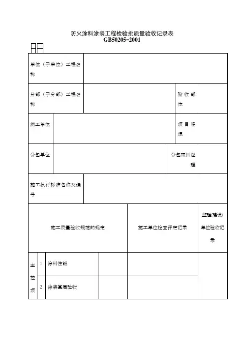 防火涂料涂装工程检验批质量验收记录表