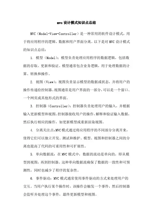 mvc设计模式知识点总结